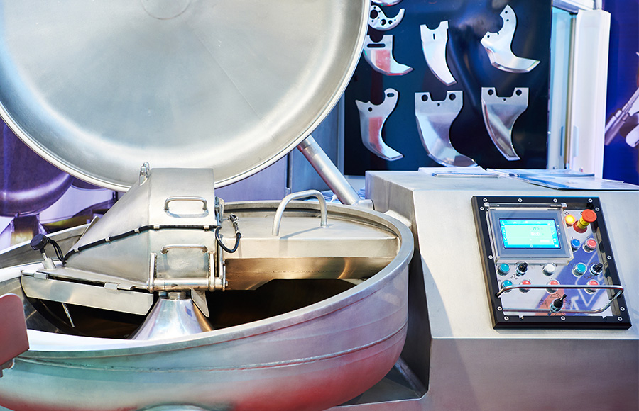 Bowl cutter with control display Bowl cutter for sausage minced meat