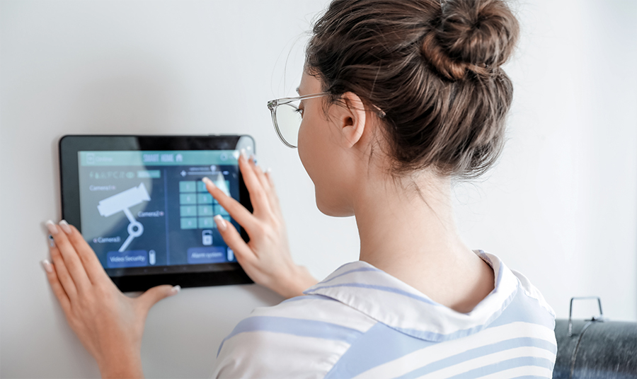 High-performance touch displays woman operating a touch display