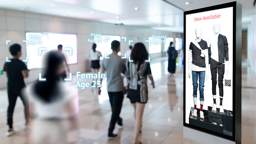 Advertising face recognition in a shopping mall